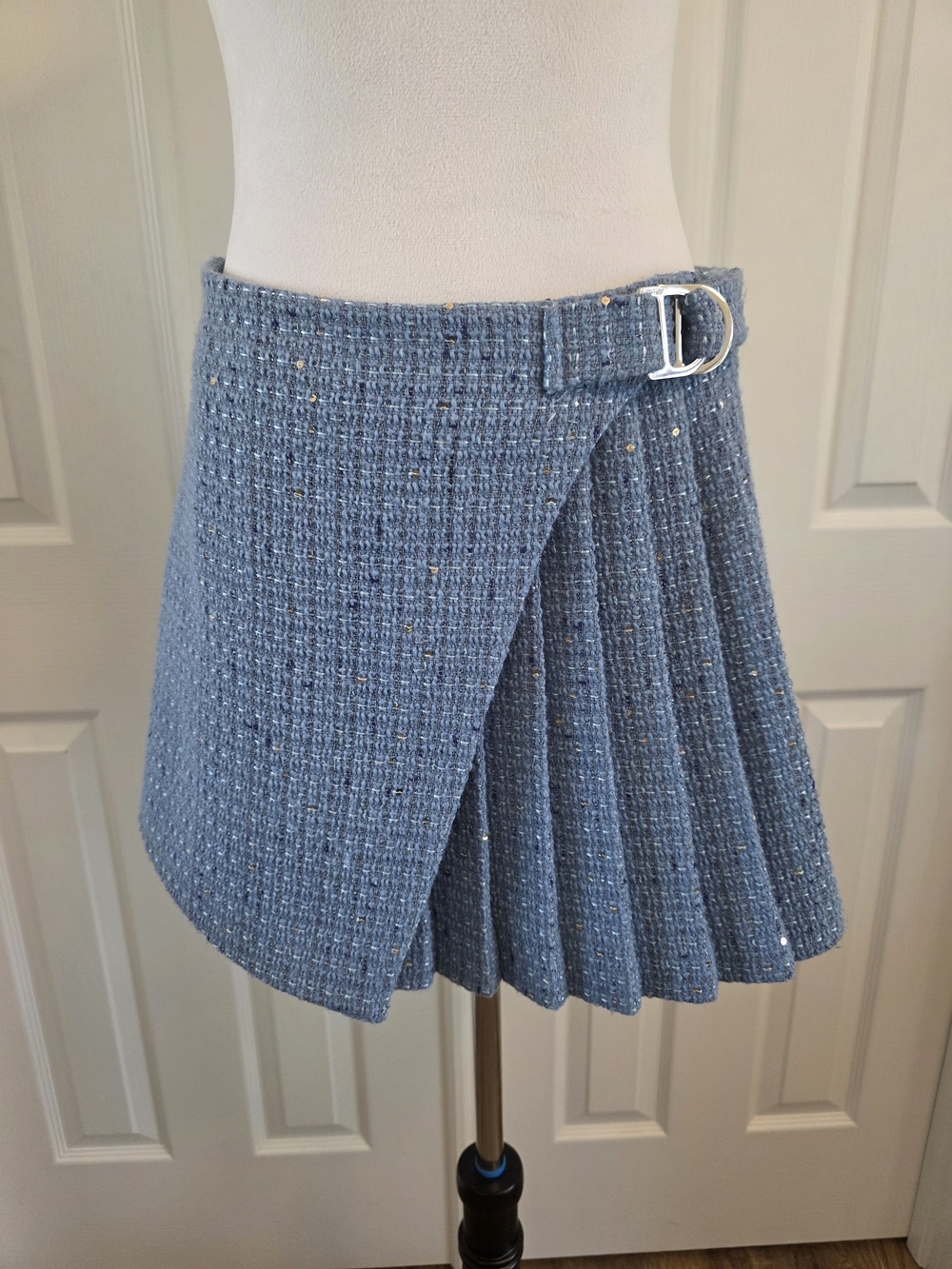 Maje Paris Pleated Tweed Skort Metallic Boucle Wrap Mini SZ 38 US 6/8 - Picture 3 of 12